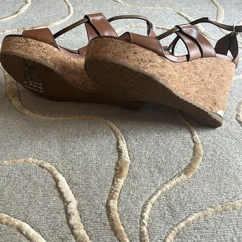 Jimmy Choo | Nelson 100 mm Tan Leather Cork Wedges 35.5