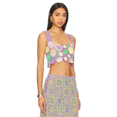 Agua Bendita Tanit Crochet Crop Top Multicolor Womens Size Large