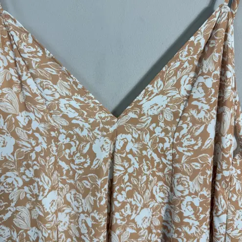 RESA Floral Tent Midi Slip Dress Women's Small Tan White Backless Party Revolve