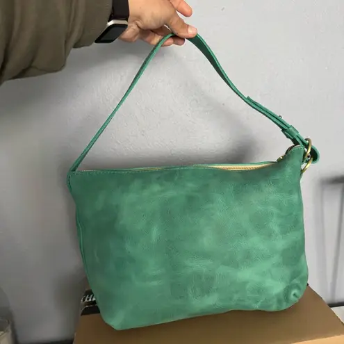Portland Leather Large Slouchy Shoulder Bag in Reef Green