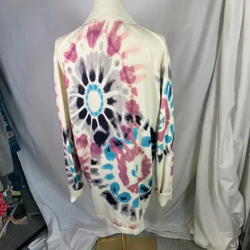 Sun Stone Womens Cardigan Sweater Medium Open Front Tie Dye Knit Cotton Clean - Image 12