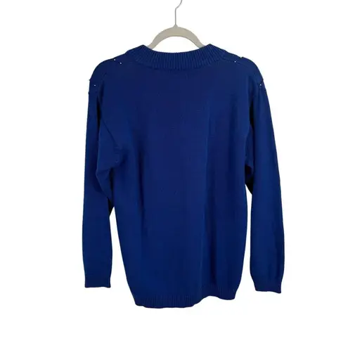 Cervelle Blue Embellished Sweater Holiday NYE Elegant Party Womens Large