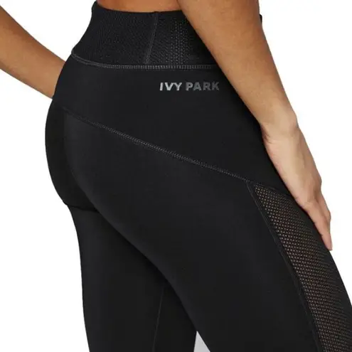 Ivy Park Mesh Panel 3/4 Capri Leggings Black Size XS Moisture Wicking Workout