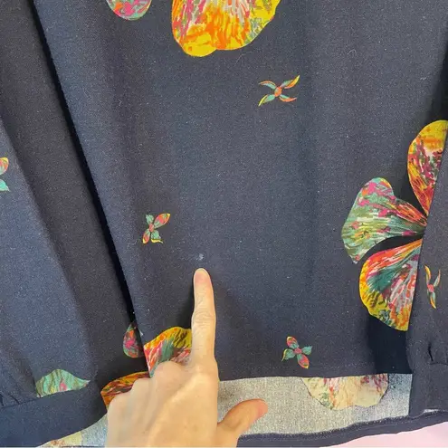 Zanzea Rainbow Floral Navy Blue Long Sleeve Beachy Casual Modest Cotton Blouse Top 2X