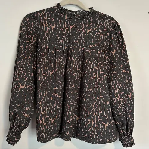 Rails  Ariana Top Blouse Black Print Animal Leopard Medium Savannah