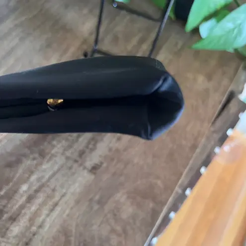 Vintage Ande Black Satin Evening Bag Gold Handle Clutch Party Purse Formal