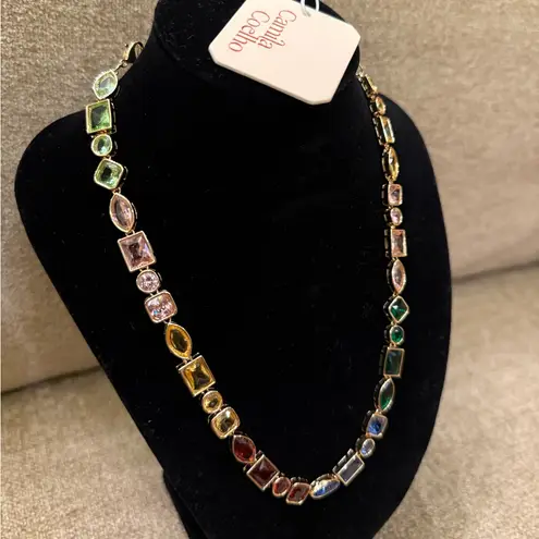 Camila Coelho NWT Gemstone Jewel Bejeweled Multicolor Rainbow Gold Necklace