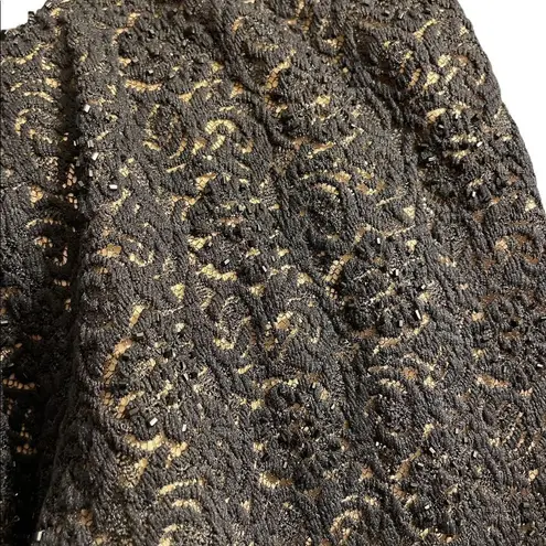 Jade Melody Tram Black Beaded Lace Scallop Hem Nude Lined High Waist Formal Pant Size 4