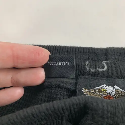 Harley Davidson Black Waffle Knit Wide Leg Lounge Pant S