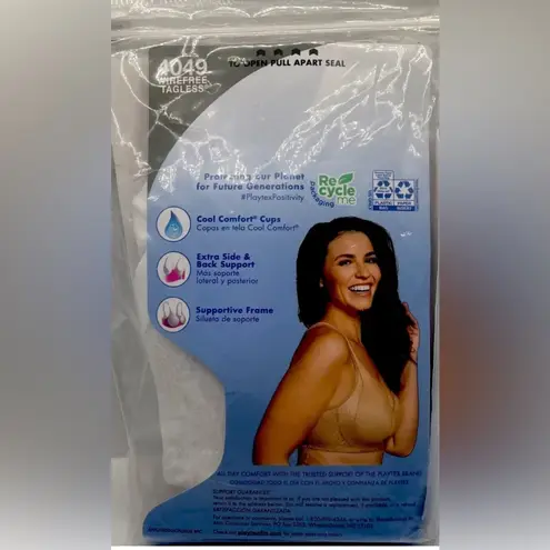 Playtex 18 Hour Seamless Wirefree Bra Back Side Smooth Cool Dri Size 42D White