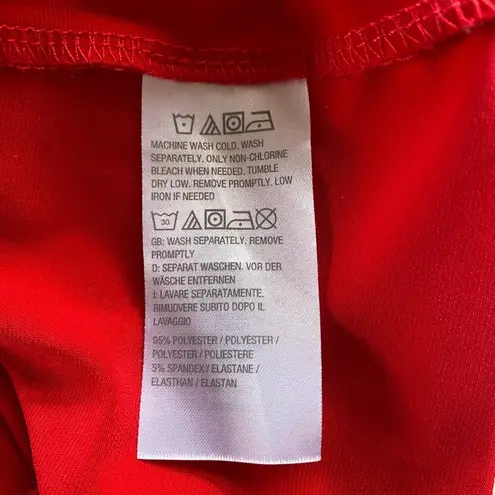 Susan Graver red quarter zip collared short sleeve stretchy top women's size S