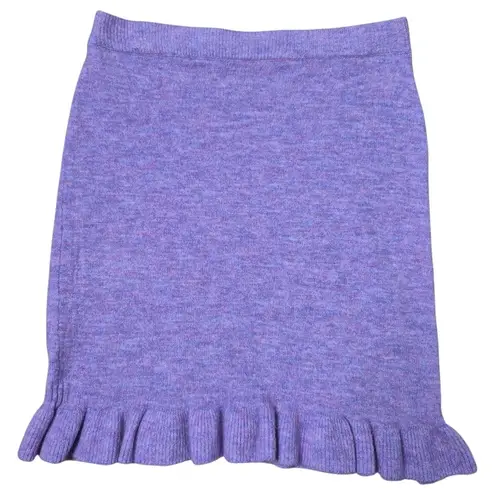 BCBG Paris Lavender Frost Knee Length Sweater Skirt with Ruffle Hem Size Large Purple