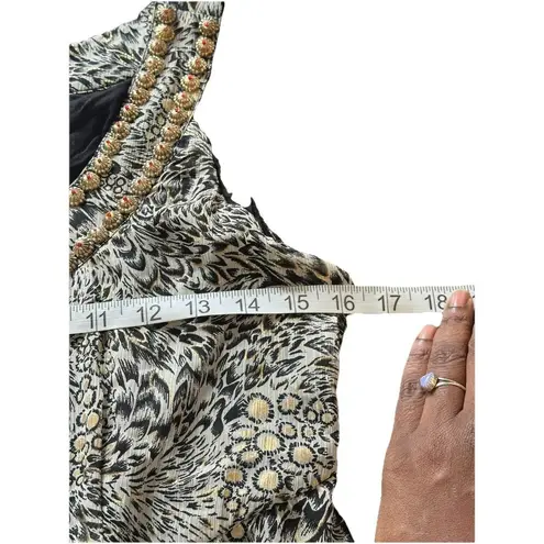 Soft Surroundings Maxi Dress Womens Small Animal Print Black A-Line Tiered Boho