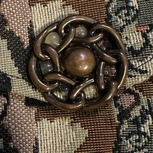 Handmade EUC Tapestry Cat Design Cross Over mini Purse Beige Light Weight VTG