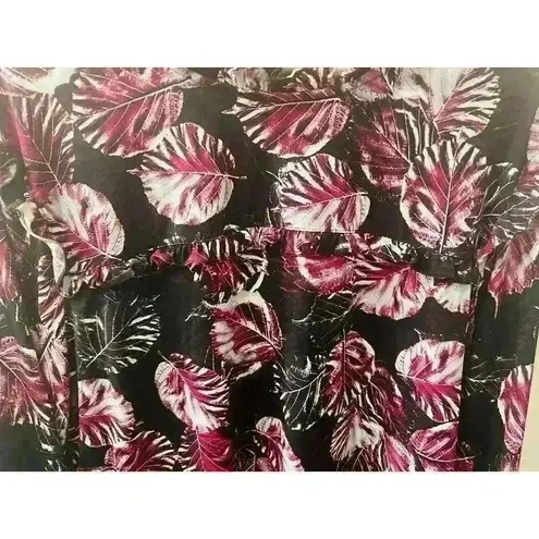 Karl Lagerfeld Purple Floral Long Sleeve Blouse Ruffles Size XL Key Hole