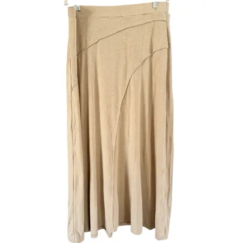 NWT OGL Mid Rise Pull On Flare Maxi Skirt Beige Size XL Tan