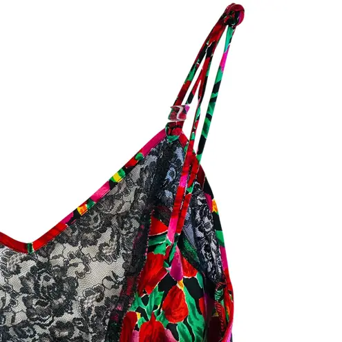 Victoria's Secret ‎ Vtg Gold Tag Floral Lace Slip Chemise Dress Red Pink Womens S