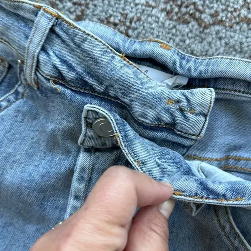 Claé The Label Frayed Cross Over Fly Jeans Blue Small Size undefined