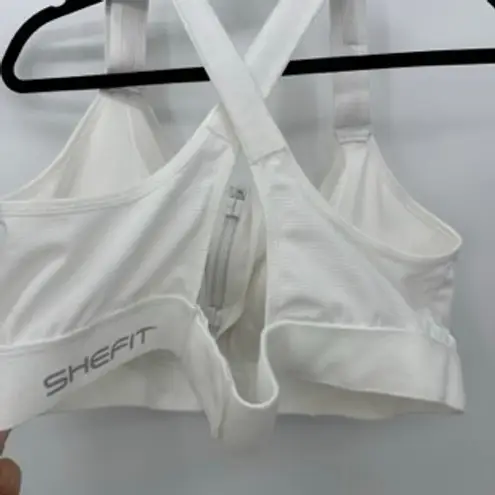 Shefit Womens White Ultimate Sports Bra Size 6 Luxe Workout Gym High Impact