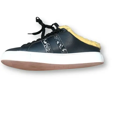 Cavalli Class Black Shearling Lined Mule Sneakers Gold Snakeskin Size 7.5 Cozy