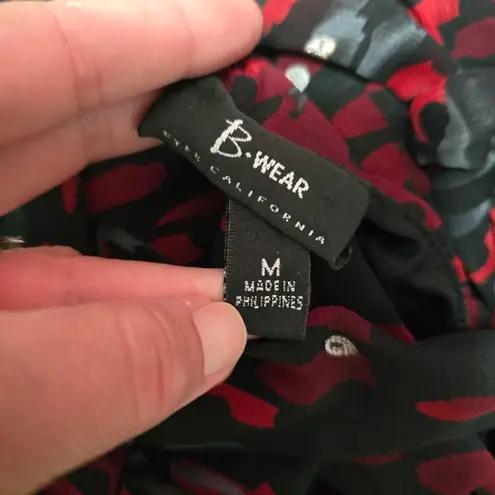 Bwear Red & Black Animal Print Ruffled Halter Top – Size Medium