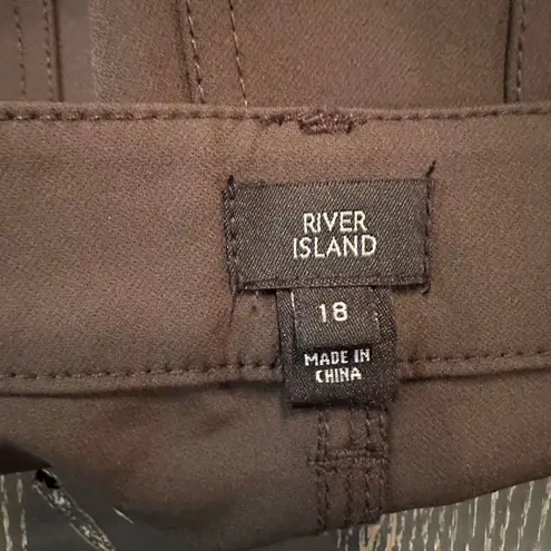 River Island Cargo Pants Brown Nylon Unisex Size 14 Elastic Waist