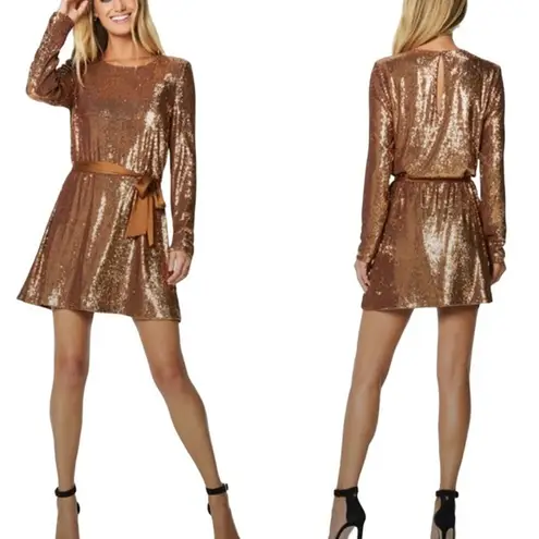 Ramy Brook Hallie Sequined Dress Copper Shift Tunic Cocktail Mini Medium NWT