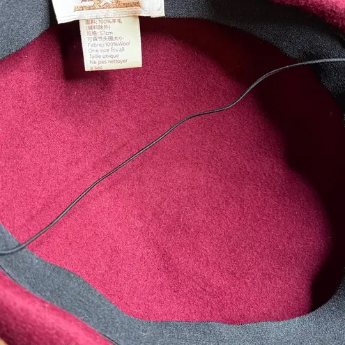 Elegant French girl burgundy structured Wool bow Beret with elastic Red