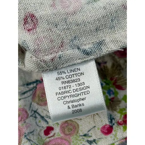 Christopher & Banks Christopher Banks Floral Print Jacket women Medium Linen Cotton Button Front