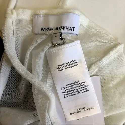 We Wore What NWT White Sheer Midi Dress Scoop Back Stretchy Swim Coverup Mesh Chic