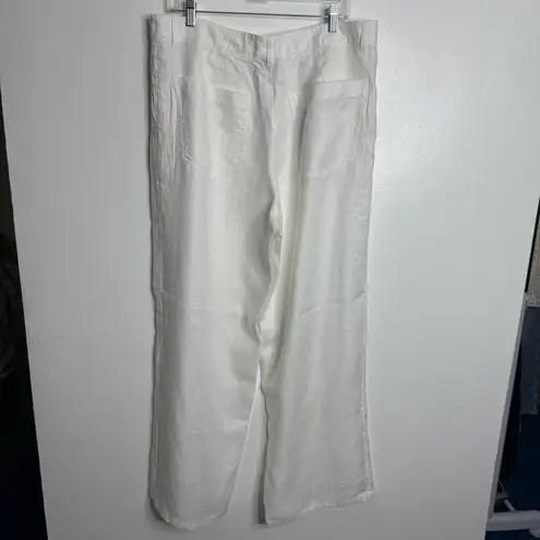 Massimo Dutti NWT Women's Wide Leg 100% Linen Pants In White Size 12 - Image 8