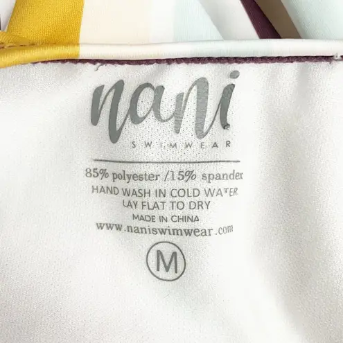 Nani Swimwear One Piece Swimsuit Size Medium Retro Stripe Modest Crisscross Back White