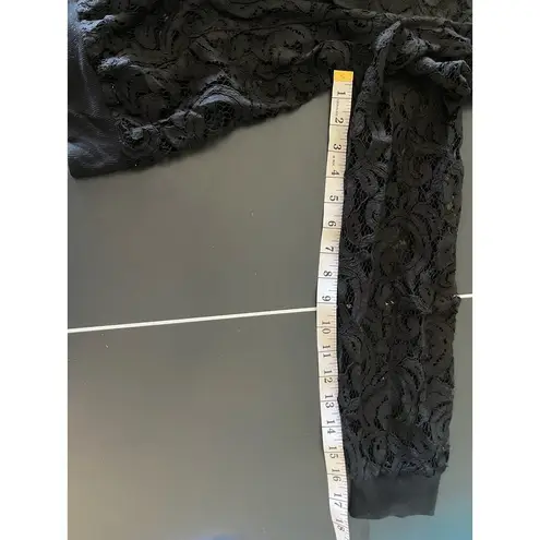 BCBGMAXAZRIA  Women's Black Lace Bomber Jacket Size M Long Sleeve Zip Front