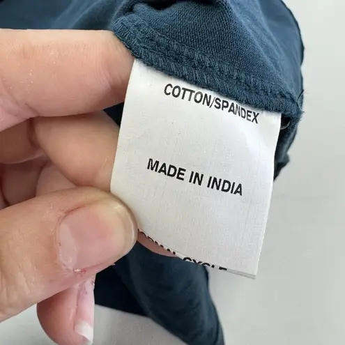 Eshakti Dress Womens 2 Blue Long Sleeve Midi Ruched Bodice Flare Cotton Spandex