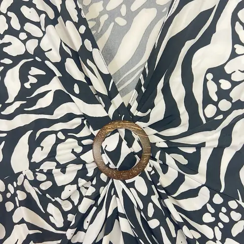 Swimsuits for All Women's Beach Coverup Tunic Plus Sz 14/16 Black White Kaftan