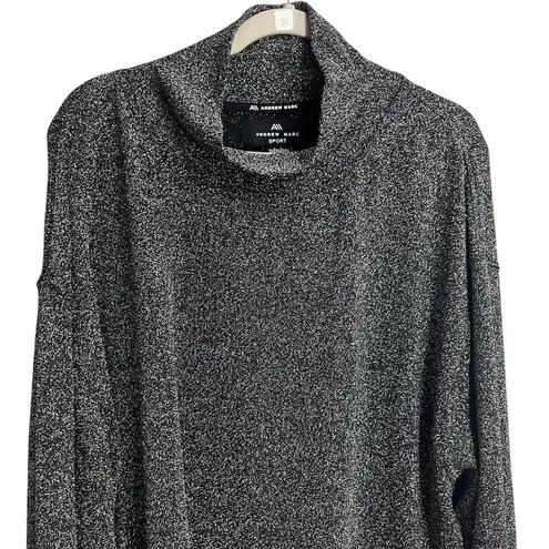 Andrew Marc Sport Womens 3X Black Silver Glitter Mock Neck Sweater Pullover