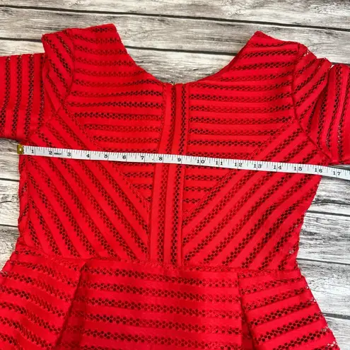 Ubranded Womens Cocktail Dress Bright Red S SM Small Lace Box Pleat Bubble Skirt