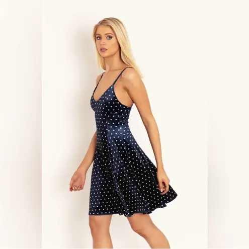 Blackmilk NWOT Midnight Blue Velvet Polka Dot Punk Mini Dress Size XXL 2XL