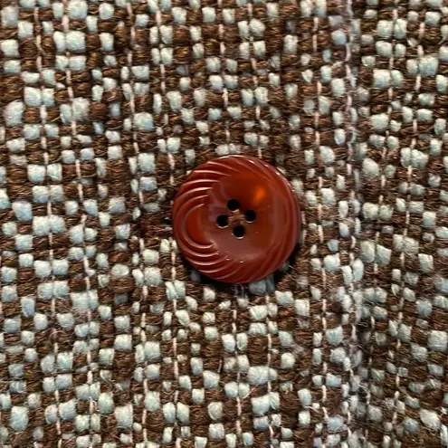 J. Jill Women’s Tweed Cropped Jacket Blazer Turquoise Green Lined Size 6