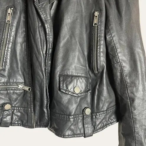 Slate + Willow  Black Leather Biker Moto Jacket Size M