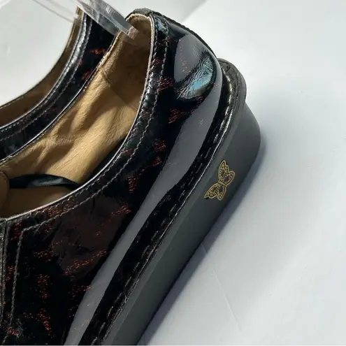 Alegria Black cheetah animal print clogs loafers ribbon laces 41