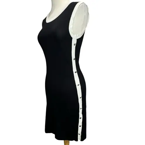 La Madona Y2K Tank Knit Dress M Black White Buttons Stretch Sporty Minimalist Size M