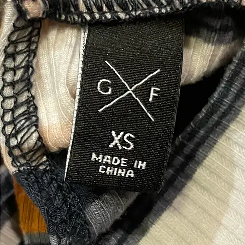 Gentle Fawn Elyse Navy Pink Striped Mock Neck Key Hole Ribbed Knit Top Shirt XS