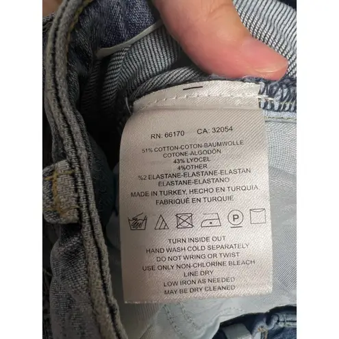 Pilcro and the Letterpress Pilcro Anthropologie Script Faux Pearl Embellished Blue Denim Skinny Jeans Sz 27