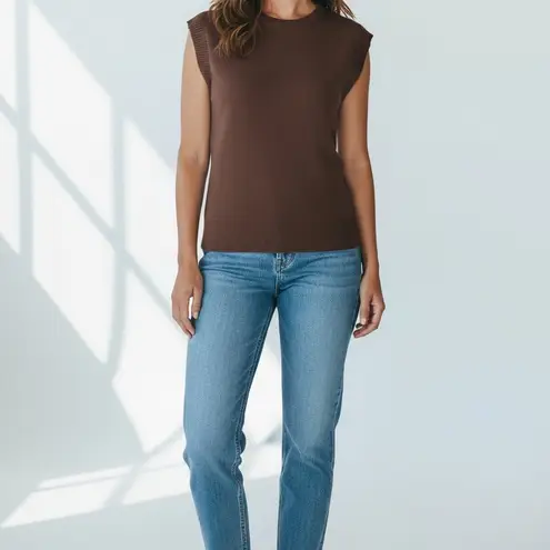 Loft  Chocolate Knit Cap Sleeve Top- Size XS