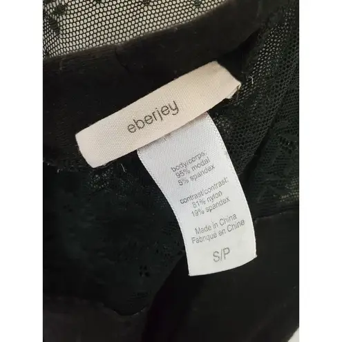 Anthropologie Eberjey Robe Women Small Lace Trim Black Belted Short Sleeve Tunic Size undefined