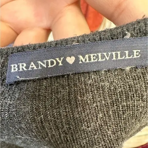 Brandy Melville  callan dark grey ribbed henley top