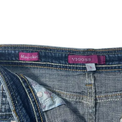 Vigoss Y2K Distressed Frayed Denim Blue Jean Mini Skirt Pockets  Junior Size 3 - Image 12