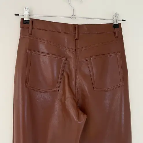 Wilfred NEW The Melina High Rise Vegan Faux Leather Straight Leg Pants Cognac