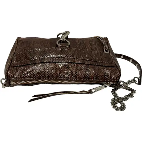 Rebecca Minkoff  MAC Leather Python Snakeskin Brown Silver